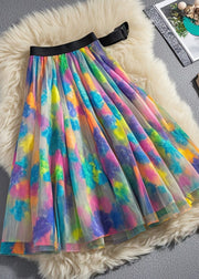 Art Multicolor Print Exra Large Hem Tulle Skirts Summer