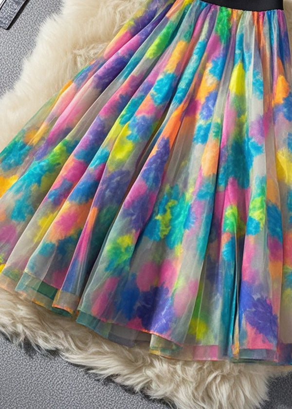 Art Multicolor Print Exra Large Hem Tulle Skirts Summer