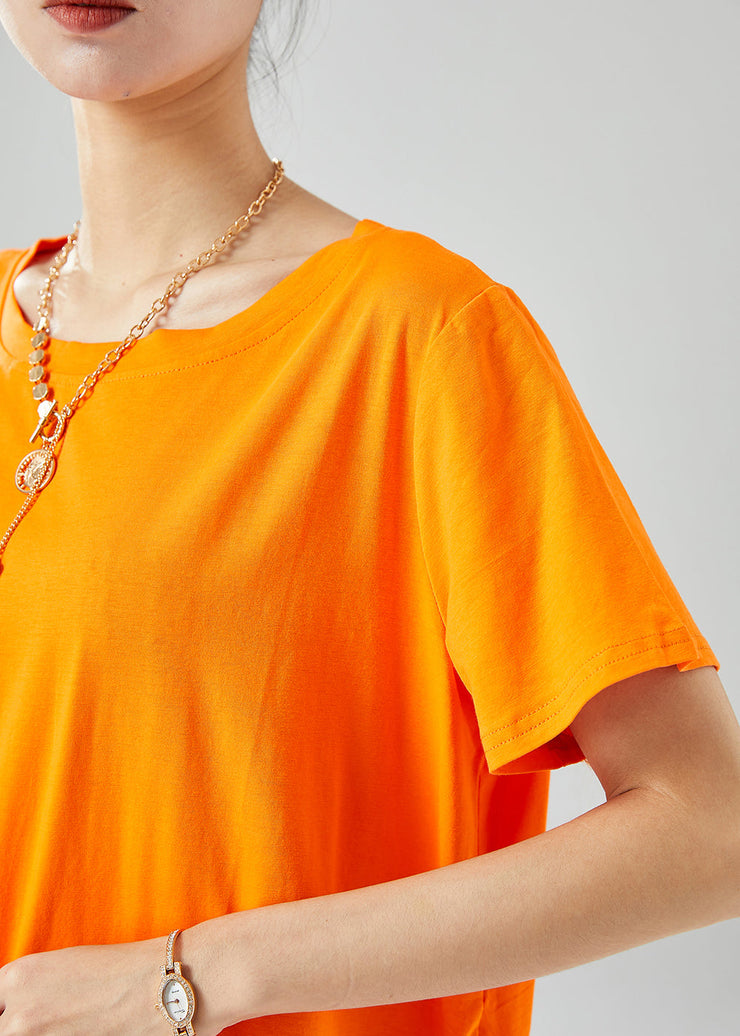 Art Orange Asymmetrical Tassel Cotton Tank Tops Summer