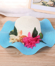 Art Orange Floral Straw Woven Floppy Sun Hat