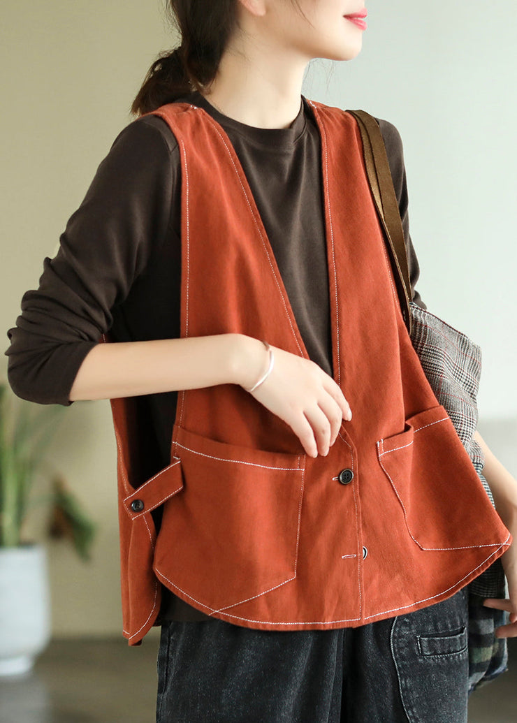 Art Orange Oversized Side Open Cotton Vest Summer