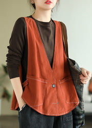 Art Orange Oversized Side Open Cotton Vest Summer