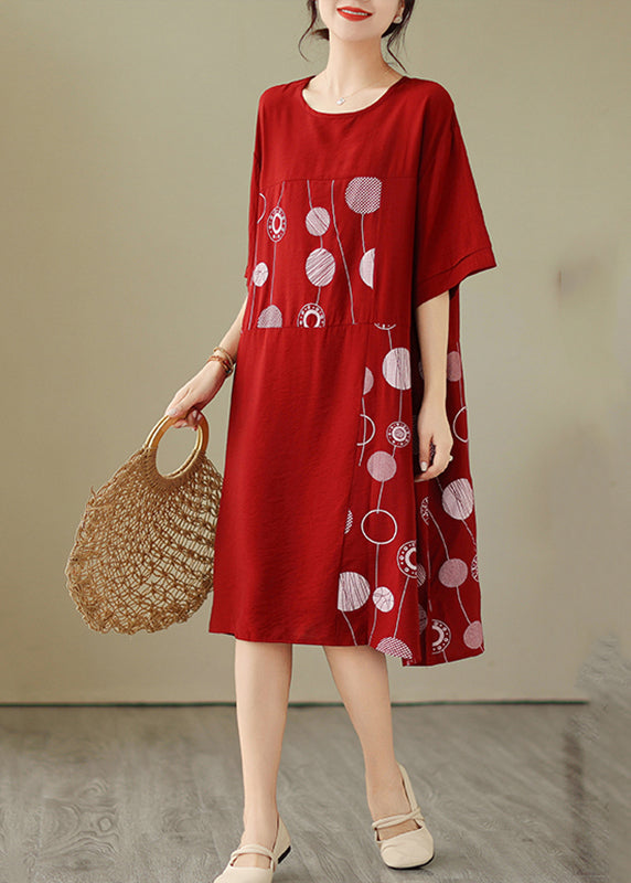 Art Red Dot Patchwork Maxi Dress Summer