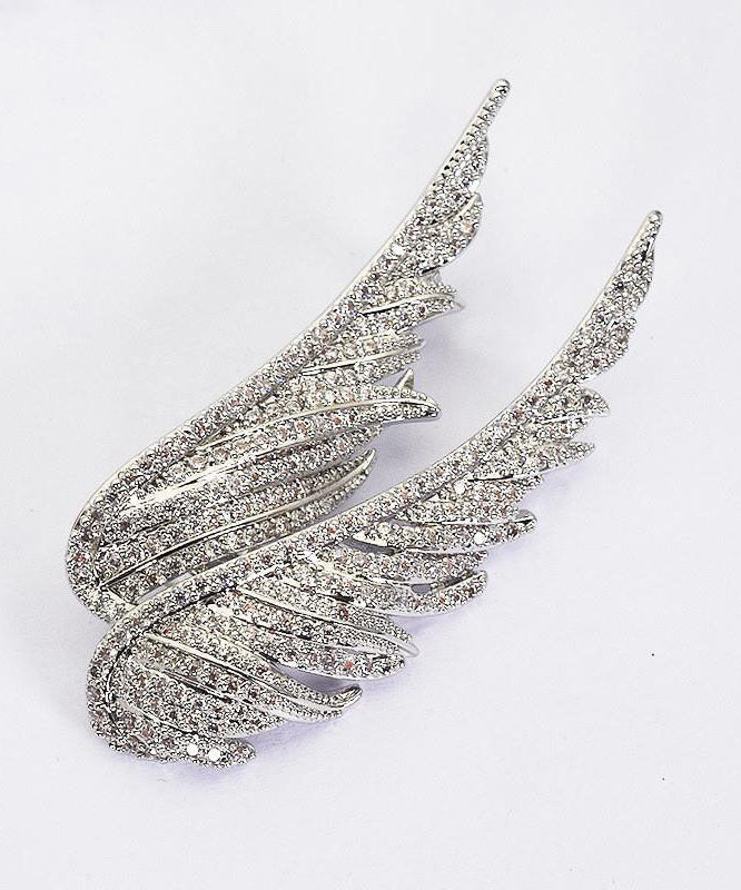 Art Silk Alloy Zircon Feather Brooches