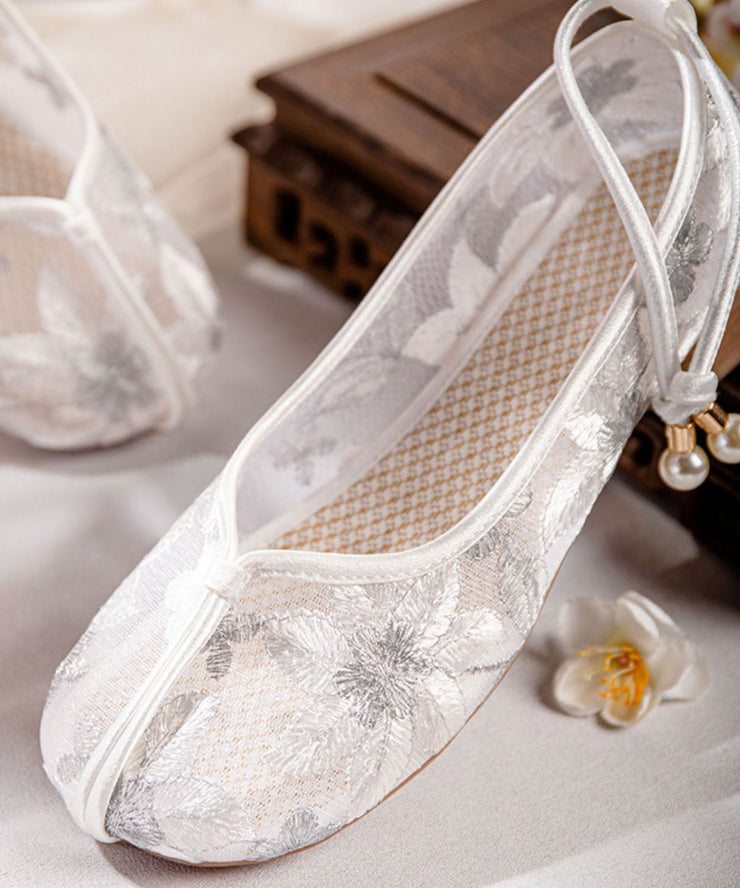 Art Splicing Hollow Out Embroideried Shoes Gold Tulle Fabric