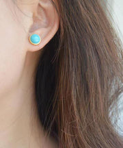 Art Sterling Silver Overgild Turquoise Stud Earrings