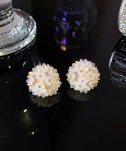 Art White Alloy Zircon Resin Stud Earrings