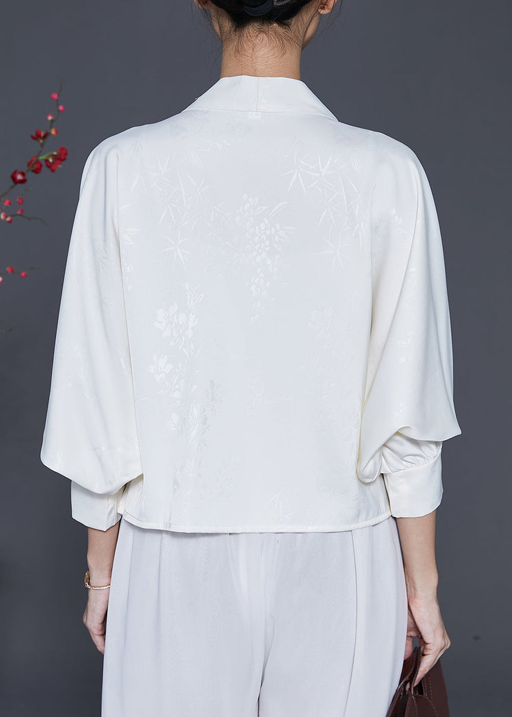 Art White Embroidered Tasseled Silk Jacket Spring