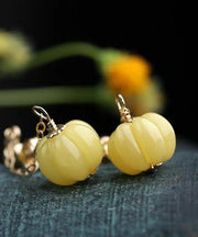 Art Yellow Sterling Silver Beeswax Pumpkin Drop Earrings