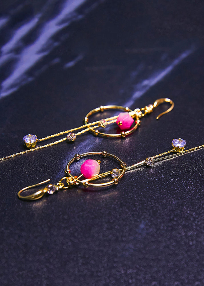 Art Zircon Tassels 14K Gold Long Drop Earrings 2024 new style