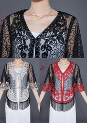 Beautiful Black Embroideried Tulle Cardigans Summer