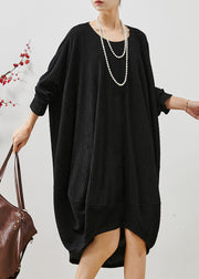 Beautiful Black Low High Design Patchwork Cotton Dress Fall