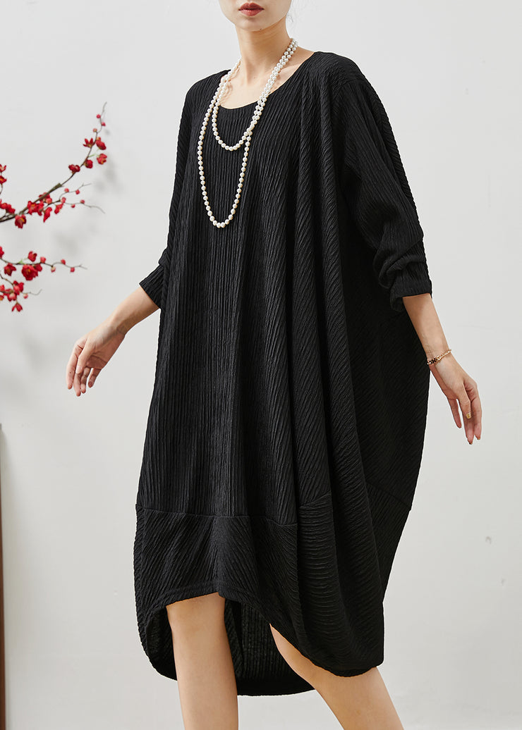 Beautiful Black Low High Design Patchwork Cotton Dress Fall