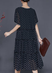 Beautiful Black Ruffled Exra Large Hem Chiffon Dresses Summer