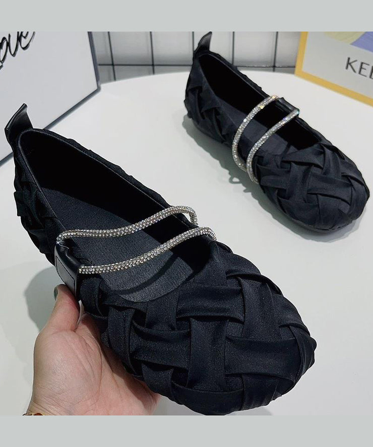 Beautiful Black Wrinkled Comfy Flat Shoes