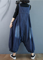 Beautiful Blue Oversized Pockets Denim Overalls Jumpsuit Summer