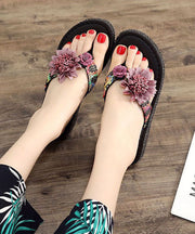 Beautiful Coffee Floral Holiday Thong Sandals