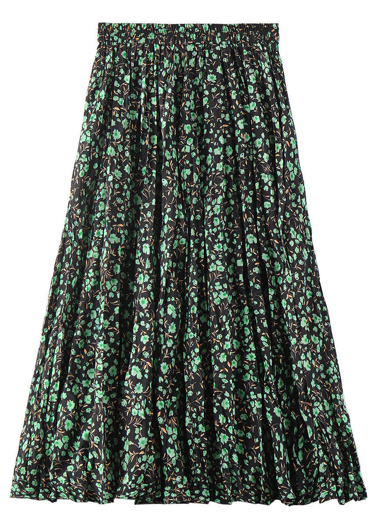 Beautiful Coffee Print Elastic Waist Chiffon Maxi Skirts Summer