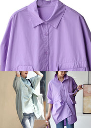 Beautiful Cyan Green Colour Peter Pan Collar Button Pockets Cotton Shirt Long Sleeve