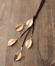 Beautiful Gold Leaf Long Pendant Necklace