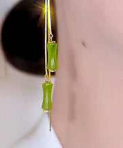 Beautiful Gold Silver Overgild Bamboo Tassel Drop Earrings