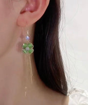 Beautiful Green Gem Stone Tassel Drop Earrings