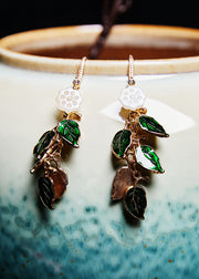 Beautiful Green Leaf Gilding Drop Earrings