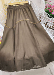 Beautiful Khaki Elastic Waist Patchwork Tulle Skirts Spring