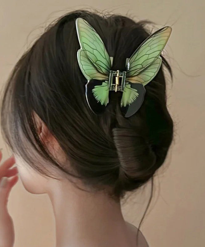 Beautiful Light Green Alloy Butterfly Hairpin