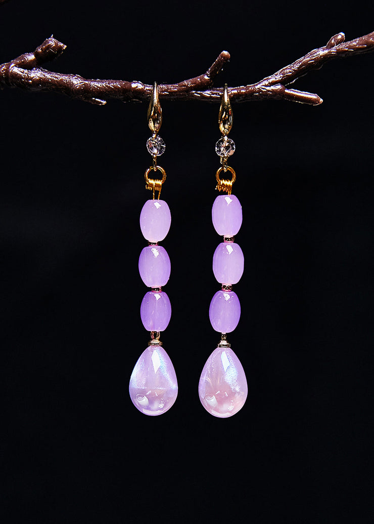 Beautiful Light Purple Droplet Shape Crystal Drop Earrings