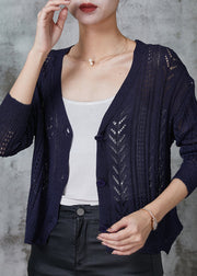 Beautiful Navy Button Down Knit Cardigan Spring