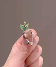 Beautiful Pink Alloy Crystal Carrot Brooches