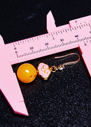 Beautiful Pink Auspicious Clouds Gilding Beeswax Drop Earrings