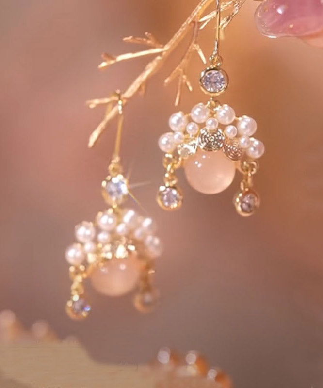 Beautiful Pink Pearl Opal Drop Earrings