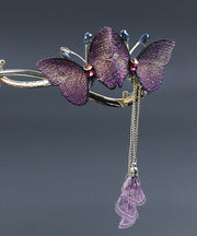 Beautiful Purple Alloy Butterfly Tassel Hairpin