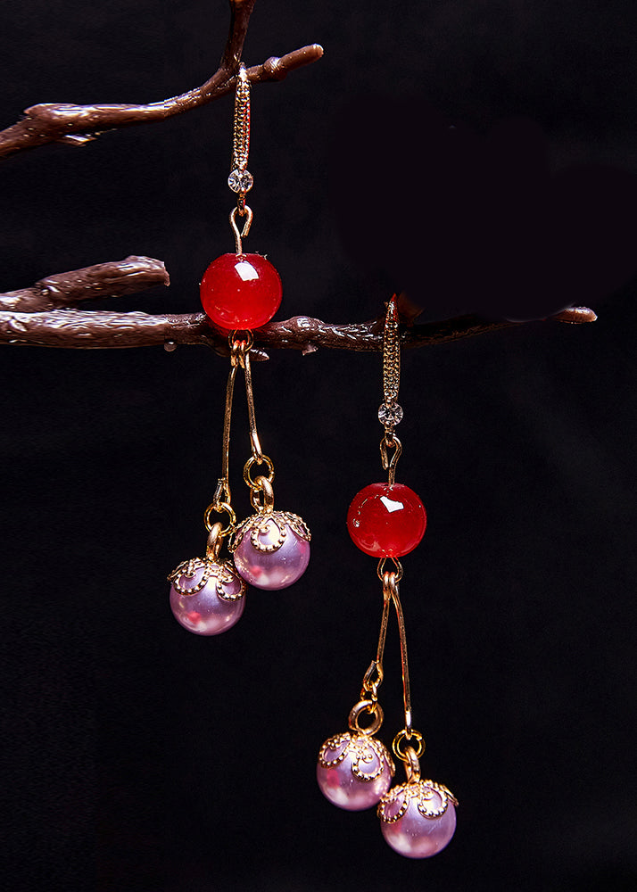 Beautiful Purple Pearl Zircon Drop Earrings