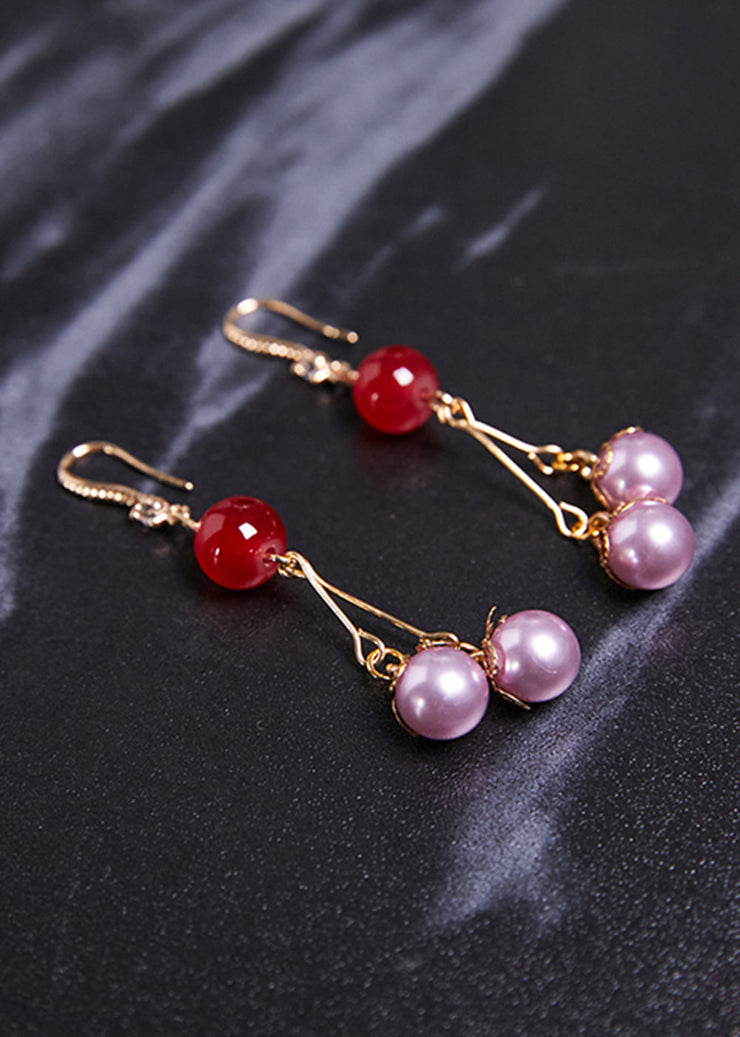 Beautiful Purple Pearl Zircon Drop Earrings