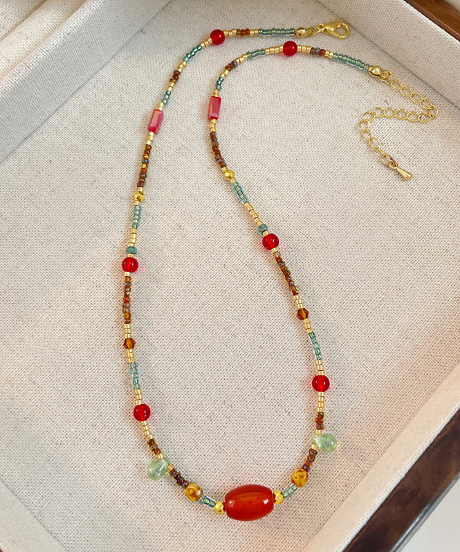 Beautiful Rainbow Beading Agate Princess Necklace