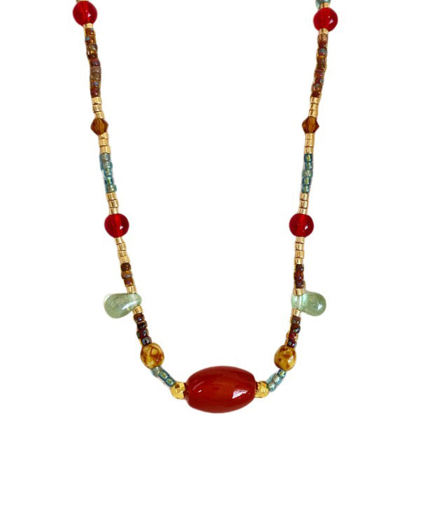 Beautiful Rainbow Beading Agate Princess Necklace