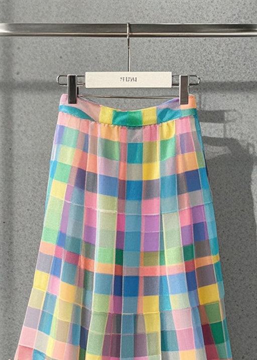 Beautiful Rainbow Plaid Tulle A Line Skirts Summer