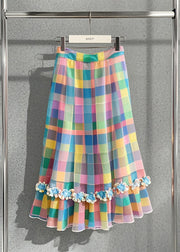 Beautiful Rainbow Plaid Tulle A Line Skirts Summer