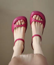 Beautiful Rose Peep Toe Splicing Chunky Slide Sandals