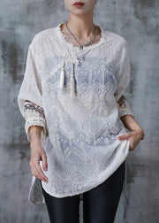 Beautiful White Tasseled Embroidered Cotton Top Summer