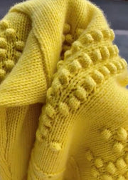 Beautiful Yellow O Neck Button Knit Sweaters Coat Fall