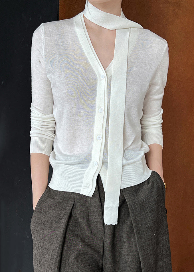 Beige Asymmetrical Patchwork Knit Top Fall