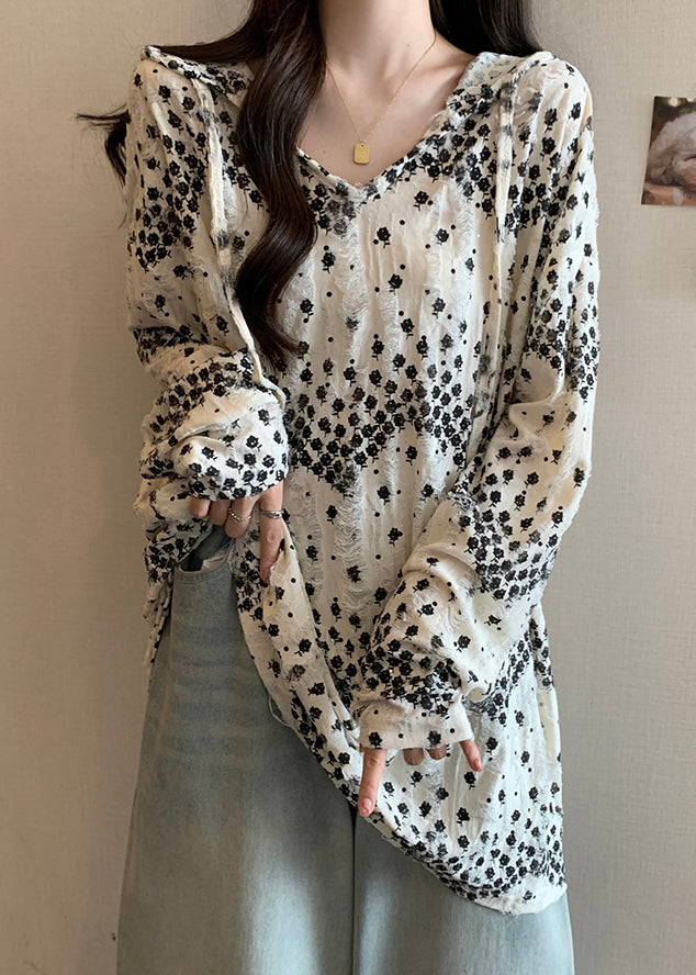 Beige Lace Up Cozy Cotton Top Hooded Fall