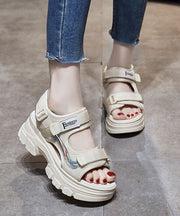 Beige Platform Cotton Fabric Casual Splicing Sandals Peep Toe