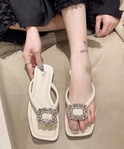 Beige Zircon Chic Versatile Splicing Flip Flops