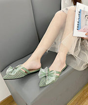 Black Breathable Tulle Splicing Slide Sandals Pointed Toe