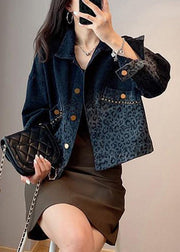 Black Button Pockets Denim Coats Long Sleeve